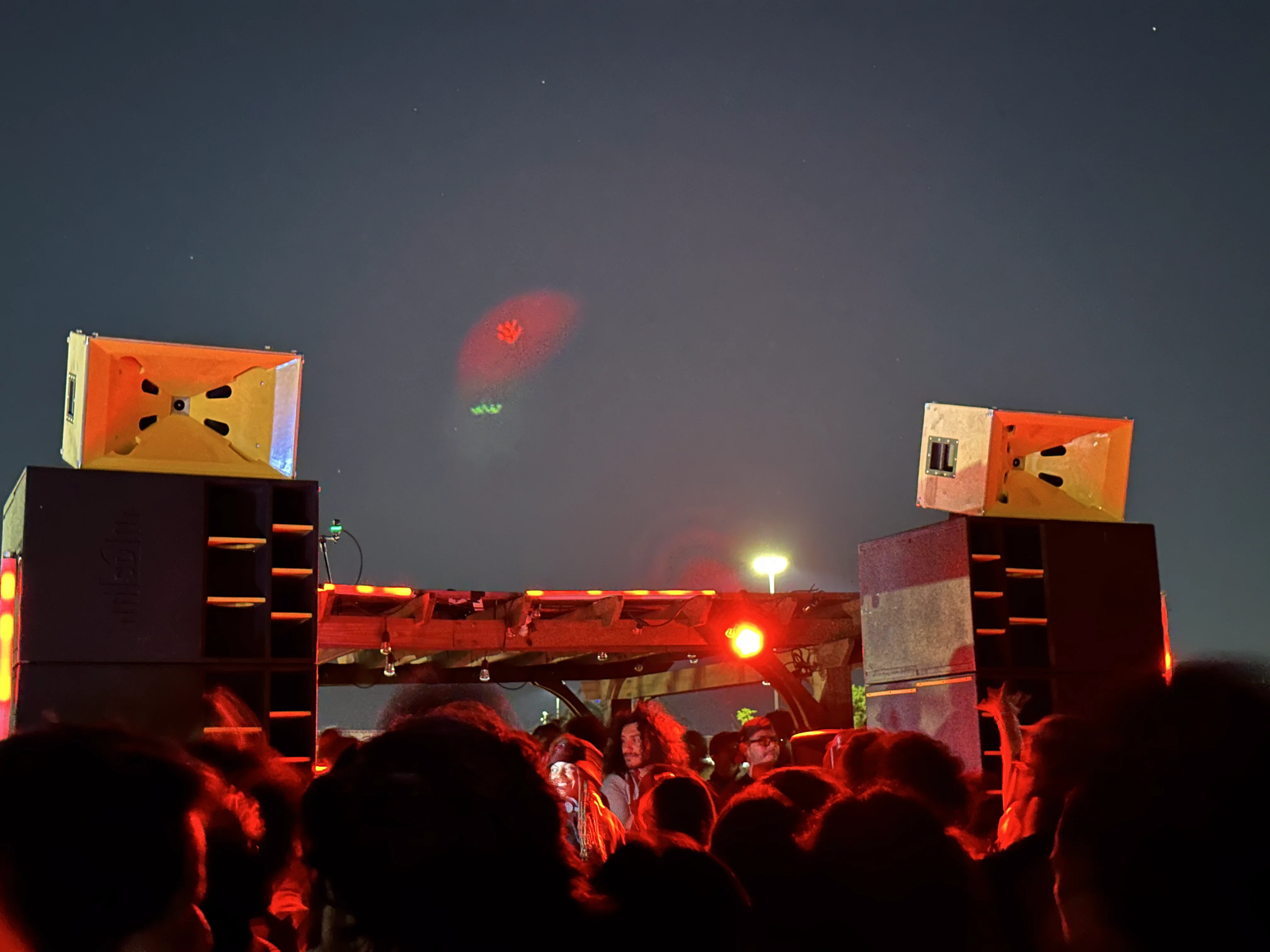 Night crowd with system and laser lights